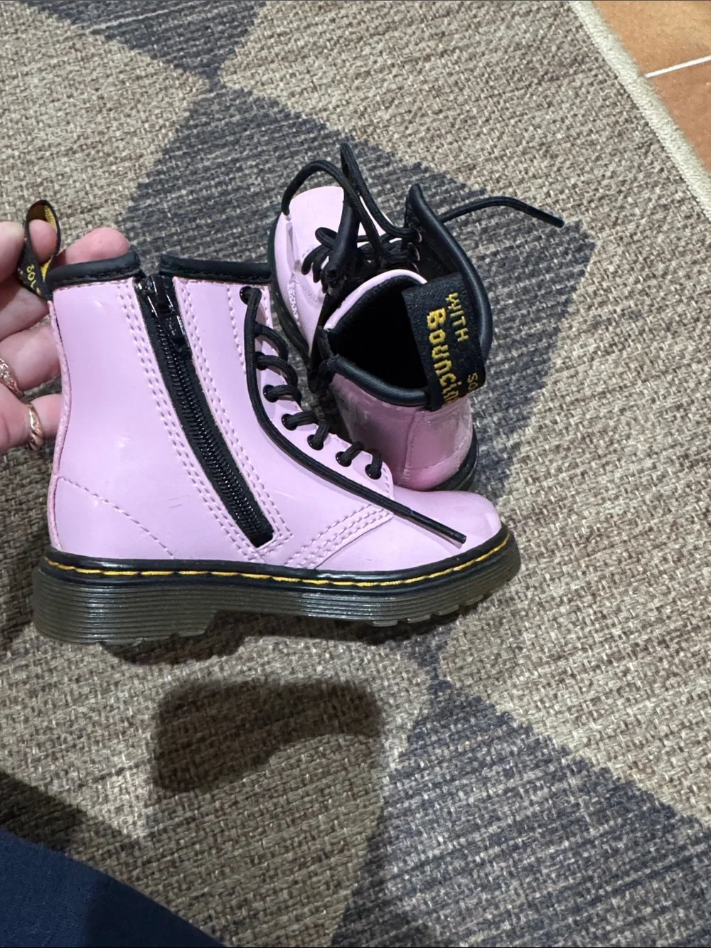 Dr. Martens Pink Patent Lace-Up Combat toddler Boots